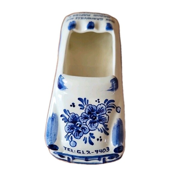 Rare Vintage Delfts Ashtray/Bowl Decor Convertible Car 6" Blue & White Holland - Picture 11 of 13